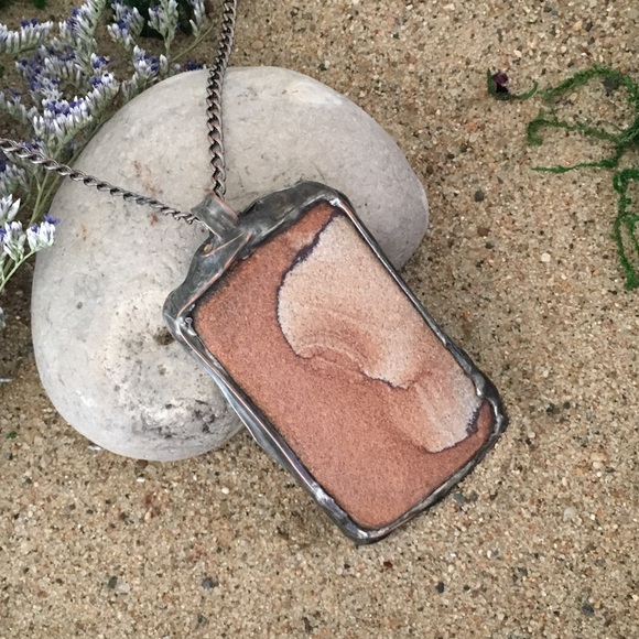 Handcrafted Sandstone Necklace, Handmade Necklace. - Picture 3 of 8